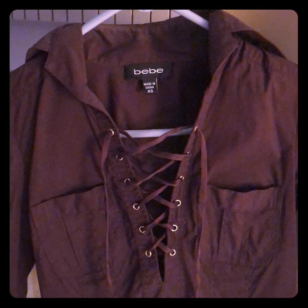 🔮BEBE 🆕-BrownBlouse-Soft&canFitPerfect/ HugsBody